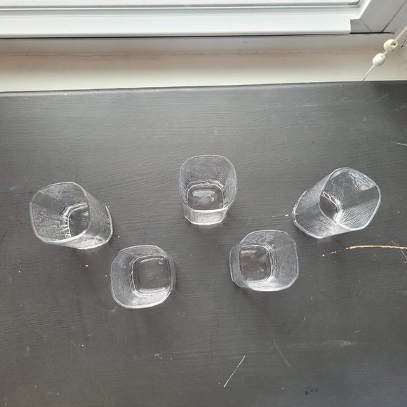 Vintage Frosted Textured Glass Tumblers - Trees - Picture 7 of 12